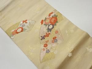 地紙に花々模様織出し名古屋帯